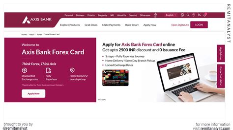 Axis Bank forex card website